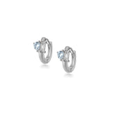 Double Cut Silver Hoop, White Rhodium, Natural Blue Topaz  + Give Magic Gift